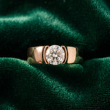 Rose gold Round Solitaire Bezel Set Diamond Ring with Wide Band_49