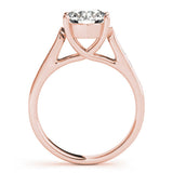 Rose gold Fancy Green Oval Cut Solitaire Cathedral Diamond Engagement Ring with Channel-Set Band and Four-Prong Setting