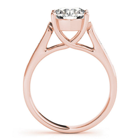 Rose gold Fancy Black Oval Cut Solitaire Cathedral Diamond Engagement Ring with Channel-Set Band and Four-Prong Setting
