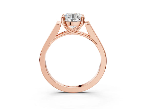 Rose Gold Round Cathedral Solitaire Engagement Ring Setting with Channel Set Band