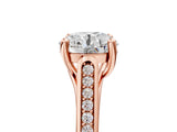 Rose gold Round Solitaire Cathedral Diamond Engagement Ring with Channel-Set Band and Four-Prong Setting_12