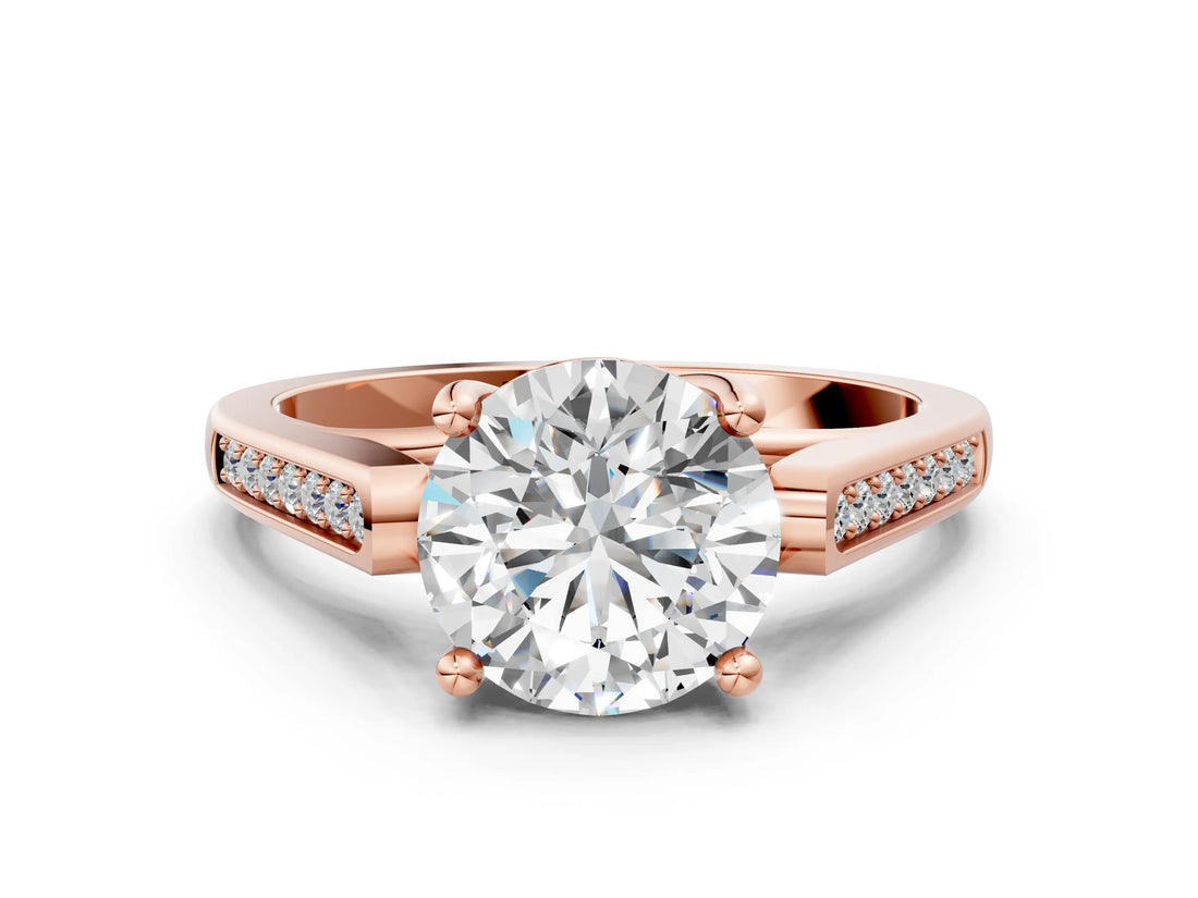 Rose gold Round Solitaire Cathedral Diamond Engagement Ring with Channel-Set Band and Four-Prong Setting_7