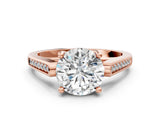 Rose gold Round Solitaire Cathedral Diamond Engagement Ring with Channel-Set Band and Four-Prong Setting_7