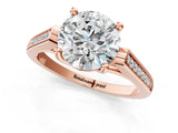 Rose gold Round Solitaire Cathedral Diamond Engagement Ring with Channel-Set Band and Four-Prong Setting_8