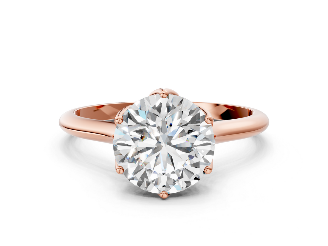 Rose gold Round Solitaire Cathedral Diamond Ring with Six-Prong Setting_43