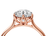 Rose gold Round Solitaire Cathedral Diamond Ring with Six-Prong Setting_47