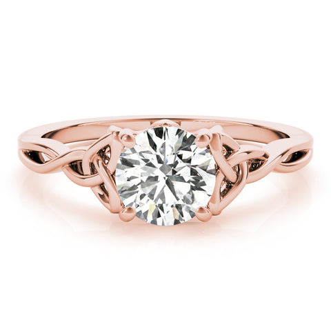 Rose gold Round Solitaire Celtic Knot Engagement Ring with Four-Prong Setting 1