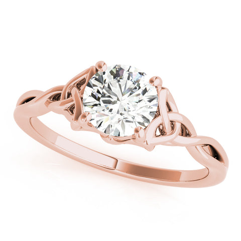 Rose gold Round Solitaire Celtic Knot Engagement Ring with Four-Prong Setting
