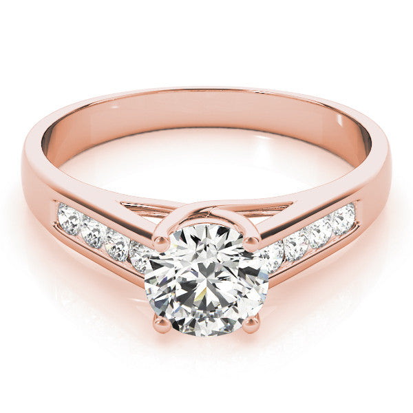 Rose gold Round Solitaire Channel-Set Diamond Engagement Ring with Four-Prong Setting 1
