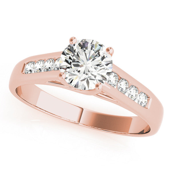 Rose gold Round Solitaire Channel-Set Diamond Engagement Ring with Four-Prong Setting