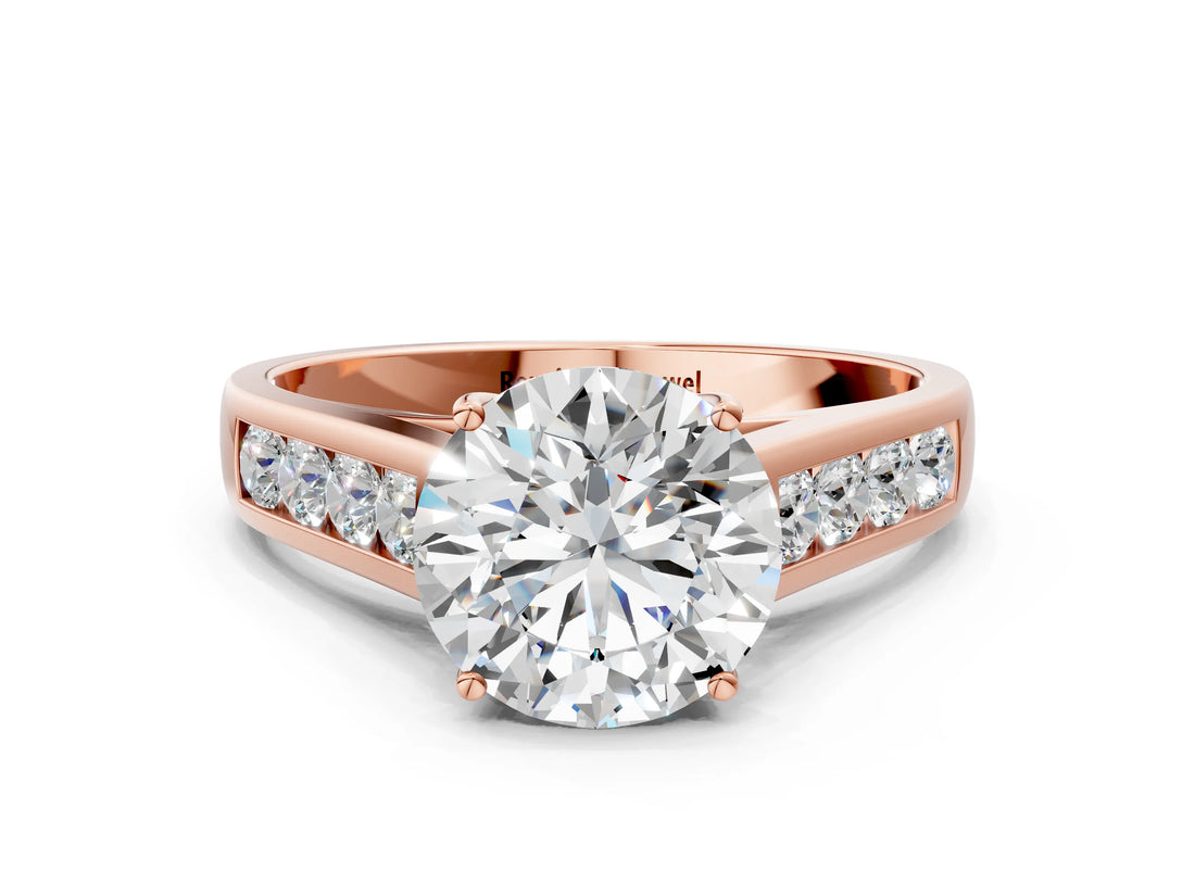 Rose gold Round Solitaire Channel-Set Diamond Engagement Ring with Four-Prong Setting_55