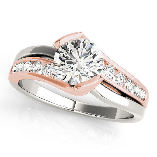 Rose gold Round Solitaire Channel-Set Split Shank Ring with Tension Prong Setting