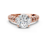 Rose gold Round Solitaire Chevron Pave Diamond Engagement Ring with Six-Prong Setting_24
