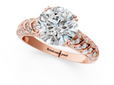 Rose gold Round Solitaire Chevron Pave Diamond Engagement Ring with Six-Prong Setting_25