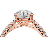 Rose gold Round Solitaire Chevron Pave Diamond Engagement Ring with Six-Prong Setting_28