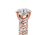 Rose gold Round Solitaire Chevron Pave Diamond Engagement Ring with Six-Prong Setting_29