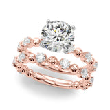 Rose gold Round Solitaire Diamond Bezel-Set Eternity Band with Prong Setting 1