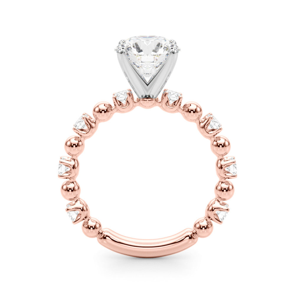 Rose gold Round Solitaire Diamond Bezel-Set Eternity Band with Prong Setting 2
