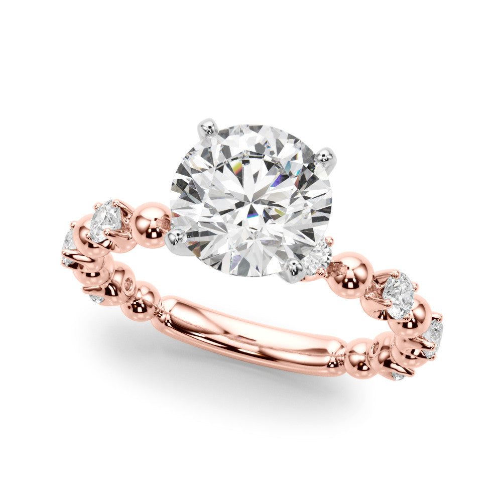 Rose gold Round Solitaire Diamond Bezel-Set Eternity Band with Prong Setting