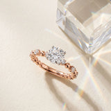 Rose gold Round Solitaire Diamond Bezel-Set Eternity Band with Prong Setting_15