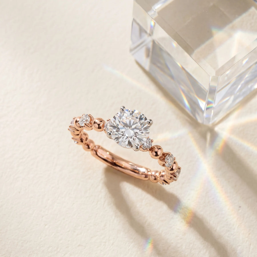 Rose gold Round Solitaire Diamond Bezel-Set Eternity Band with Prong Setting