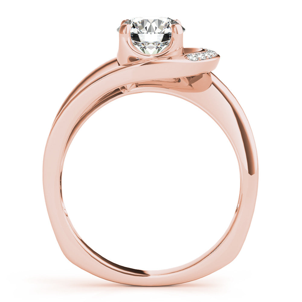 Rose gold Round Solitaire Diamond Crossover Band with Four-Prong Setting 2