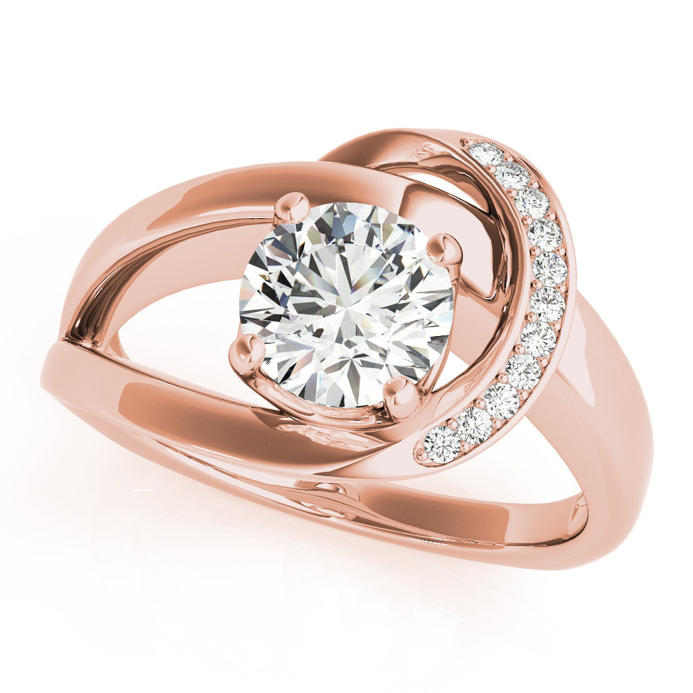 Rose gold Round Solitaire Diamond Crossover Band with Four-Prong Setting