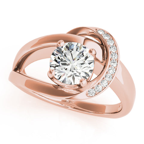 Rose gold Round Solitaire Diamond Crossover Band with Four-Prong Setting