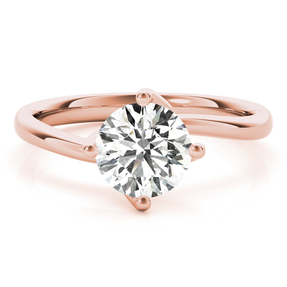 Rose gold Round Solitaire Diamond Engagement Ring with Four-Prong Setting and Classic Band 1
