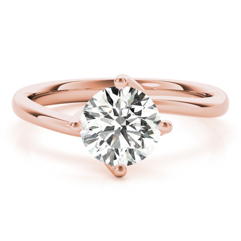 Rose gold Round Solitaire Diamond Engagement Ring with Four-Prong Setting and Classic Band 1