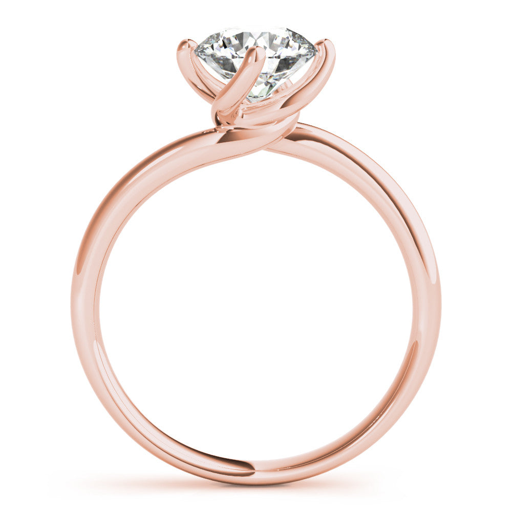Rose gold Round Solitaire Diamond Engagement Ring with Four-Prong Setting and Classic Band 2