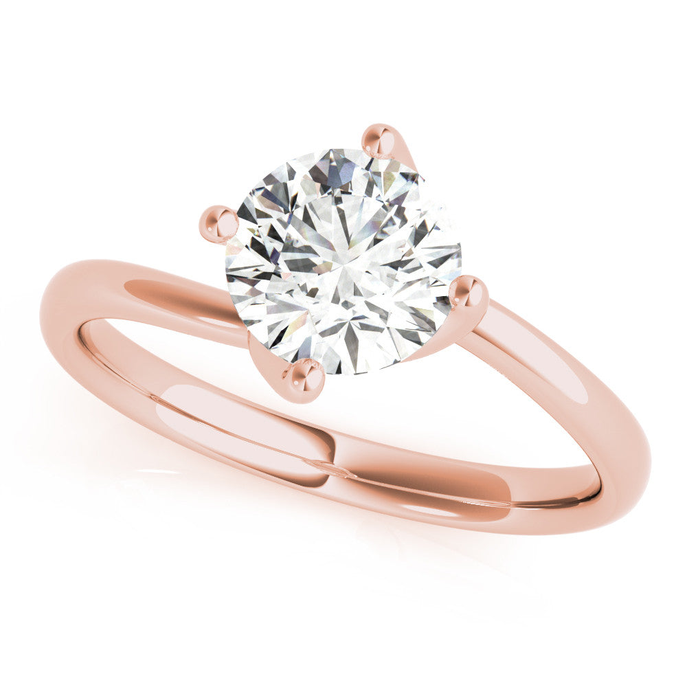 Rose gold Round Solitaire Diamond Engagement Ring with Four-Prong Setting and Classic Band