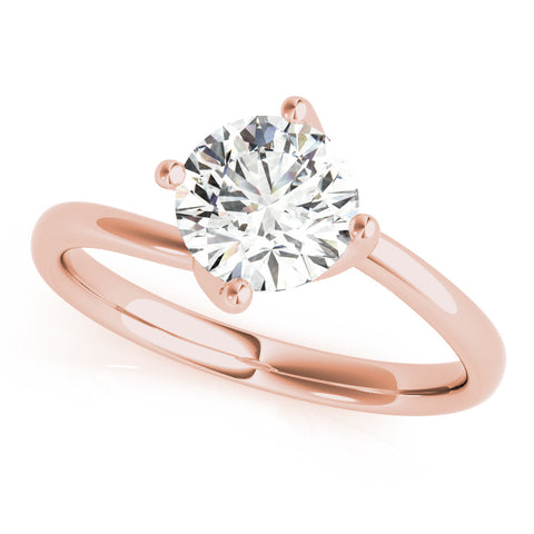 Rose gold Round Solitaire Diamond Engagement Ring with Four-Prong Setting and Classic Band