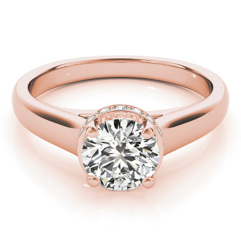 Rose gold Round Solitaire Diamond Engagement Ring with Four-Prong Setting and Tapered Band 1