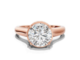 Rose gold Round Solitaire Diamond Engagement Ring with Four-Prong Setting and Tapered Band_6