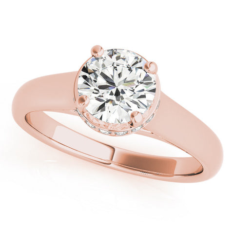 Rose gold Round Solitaire Diamond Engagement Ring with Four-Prong Setting and Tapered Band