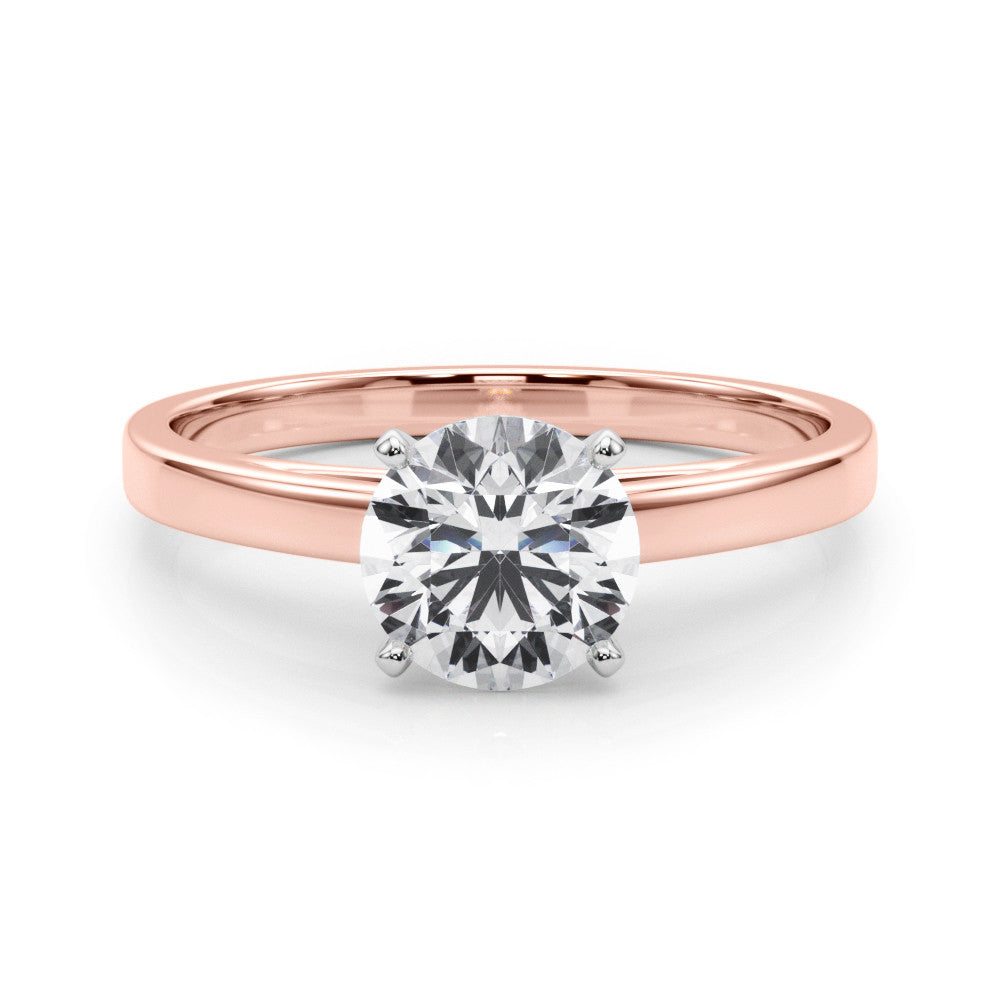 Rose gold Round Solitaire Diamond Engagement Ring with Four-Prong Setting on a Classic Band 1