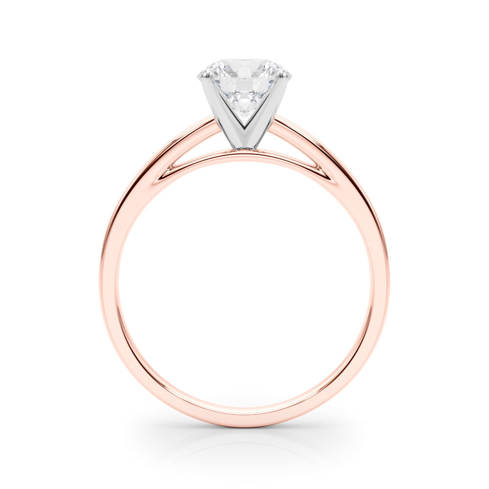 Rose gold Round Solitaire Diamond Engagement Ring with Four-Prong Setting on a Classic Band 2