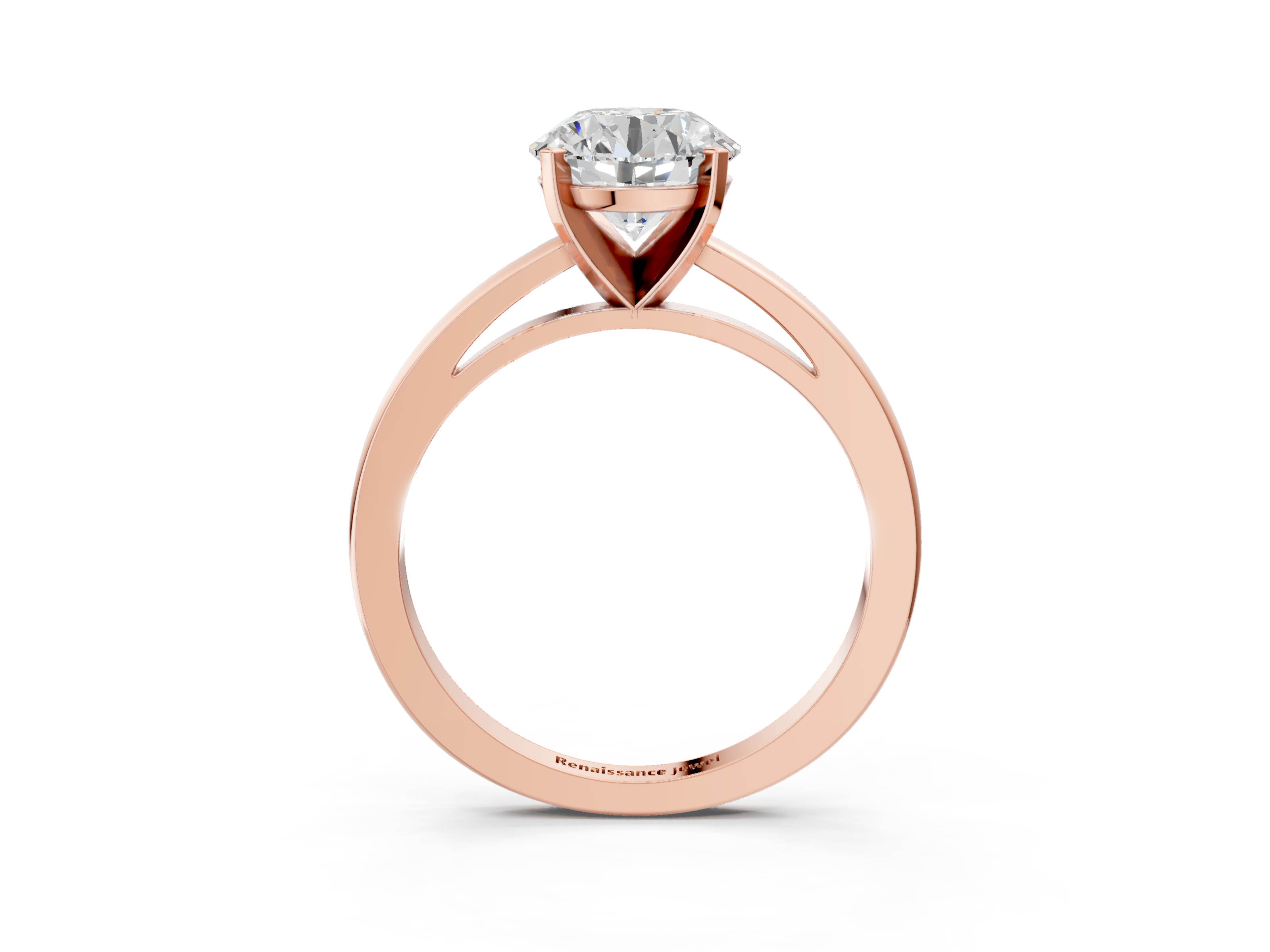 Rose gold Round Solitaire Diamond Engagement Ring with Four-Prong Setting on a Classic Band_11
