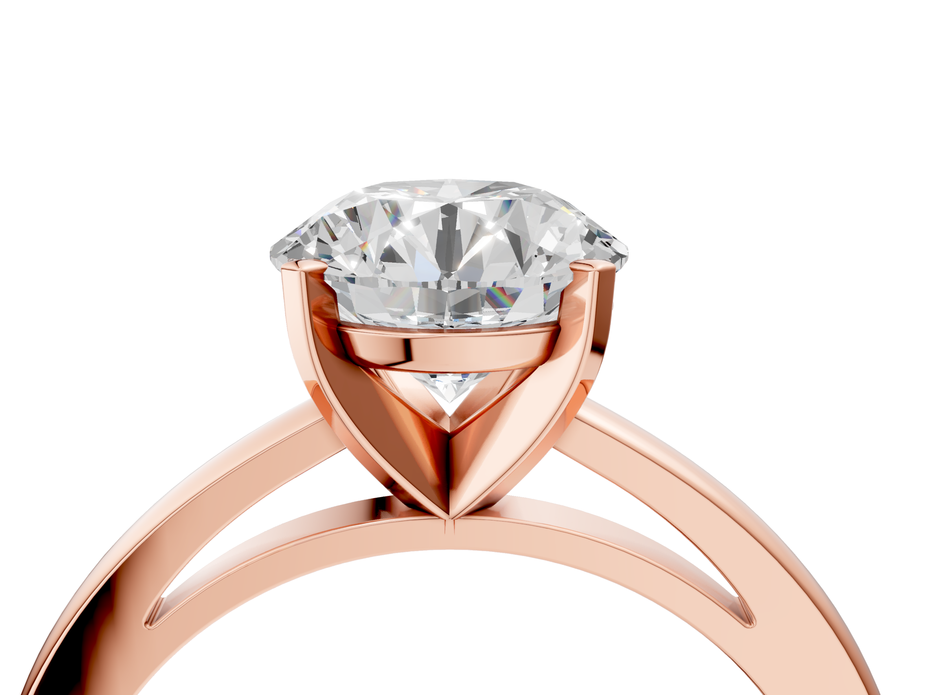 Rose gold Round Solitaire Diamond Engagement Ring with Four-Prong Setting on a Classic Band_12