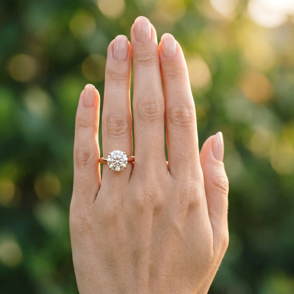 Rose gold Round Solitaire Diamond Engagement Ring with Four-Prong Setting on a Classic Band