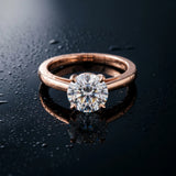 Rose gold Round Solitaire Diamond Engagement Ring with Four-Prong Setting on a Classic Band_16