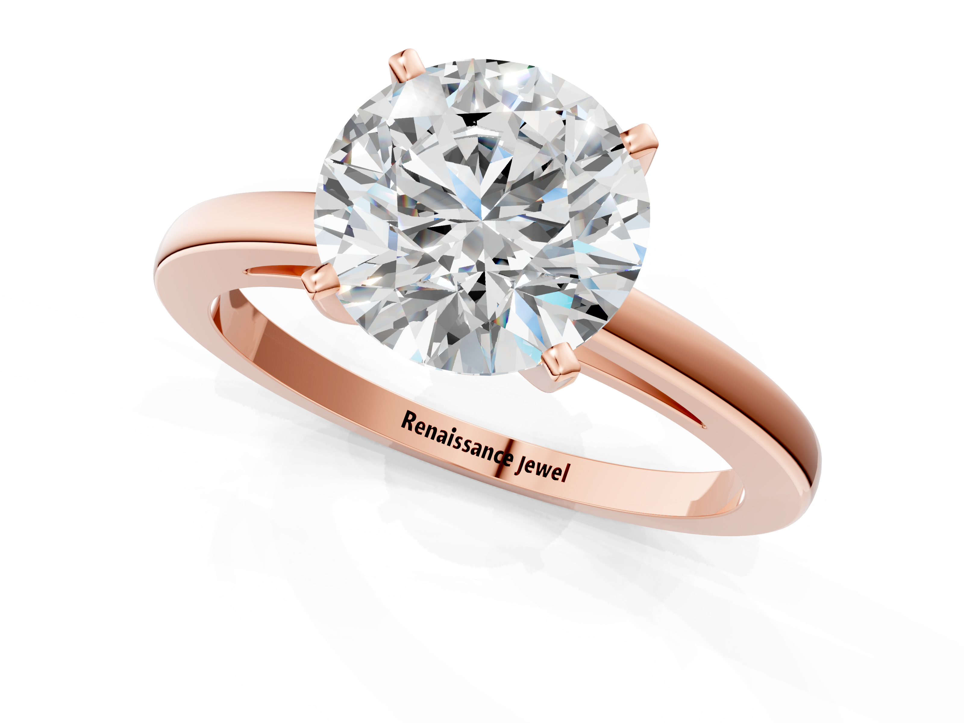 Rose gold Round Solitaire Diamond Engagement Ring with Four-Prong Setting on a Classic Band_9