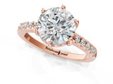 Rose gold Round Solitaire Diamond Engagement Ring with Pavé Band and Six-Prong Setting_16