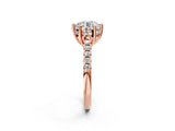 Rose gold Round Solitaire Diamond Engagement Ring with Pavé Band and Six-Prong Setting_17