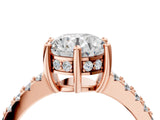Rose gold Round Solitaire Diamond Engagement Ring with Pavé Band and Six-Prong Setting_19