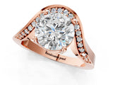 Rose gold Round Solitaire Diamond Engagement Ring with Pave Band and Four-Prong Setting 2