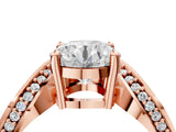 Rose gold Round Solitaire Diamond Engagement Ring with Pave Band and Four-Prong Setting 5
