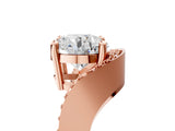 Rose gold Round Solitaire Diamond Engagement Ring with Pave Band and Four-Prong Setting