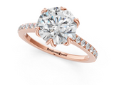 Rose gold Round Solitaire Diamond Engagement Ring with Pave Band and Six-Prong Setting_39